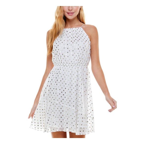 CRYSTAL DOLLS Womens White Back Button Closure Lined Sleeveless Short Dress S - Picture 1 of 4